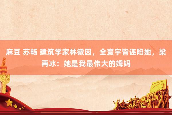 麻豆 苏畅 建筑学家林徽因，全寰宇皆诬陷她，梁再冰：她是我最伟大的姆妈